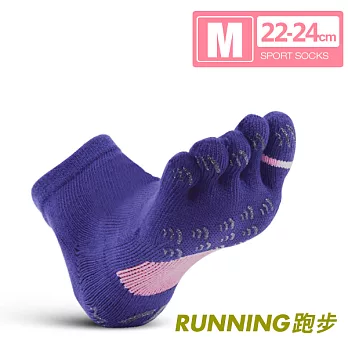 瑪榭 FootSpa-透氣升級方形 運動五趾襪-慢跑款(22-24CM)M丈粉
