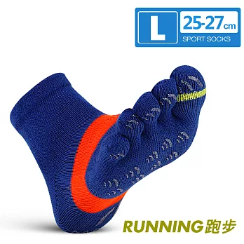 瑪榭 FootSpa-透氣升級三角運動五趾襪-慢跑款 (25~27cm)L藍橘