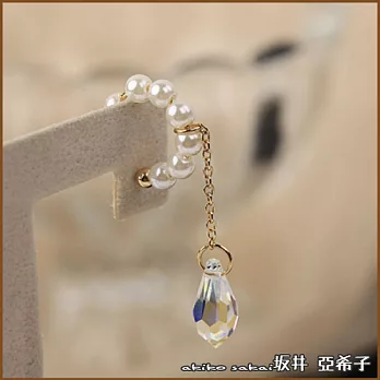 『坂井．亞希子』典雅少女C型水滴垂墜珍珠耳骨夾 -單一色系