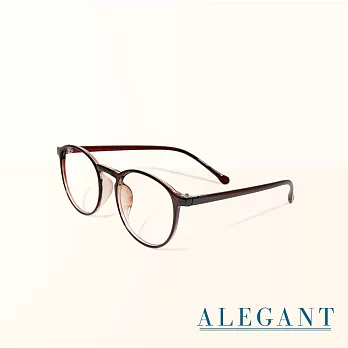 【ALEGANT】簡約造型輕量亮棕圓框UV400濾藍光眼鏡