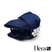 【Hera 赫拉】水鑽珍珠雙層蝴蝶結髮飾抓夾/髮夾-3色藍色