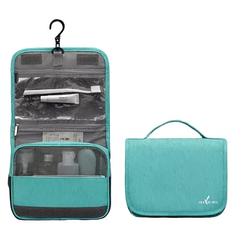 【BeOK】旅行盥洗化妝品收納包 防潑水大容量可折疊 多色可選青綠色