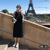 【Jilli~ko】拉鍊領口撞色連衣裙　168FREE 黑色