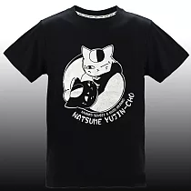 博客來 夏目友人帳 潮流炫光t Shirt 雙貓 L黑色