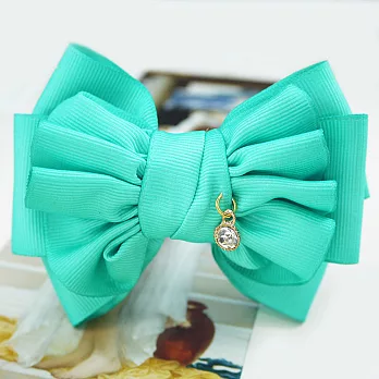 【PinkyPinky Boutique】優雅荷葉 蝴蝶結髮夾(藍綠色)