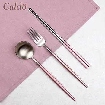【Caldo卡朵生活】玫瑰光影不鏽鋼環保餐具組銀
