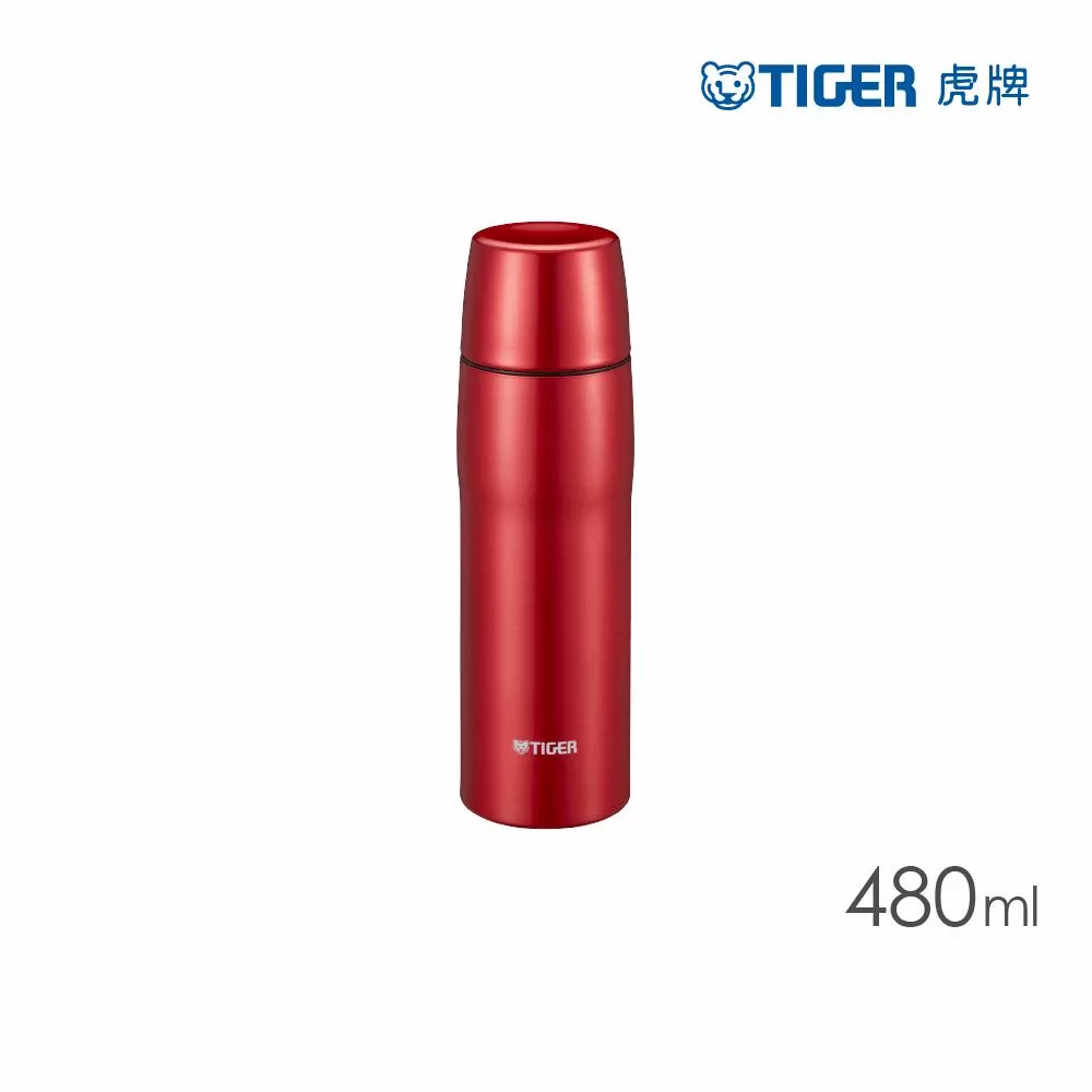 TIGER虎牌 304不鏽鋼保溫杯_日本製超輕量霧面附杯蓋480ml(MJD-A048) 紅色