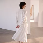 旅途原品_夏天的風_亞麻A型寬鬆輕文藝風連衣裙 M/L/XL　XL白色