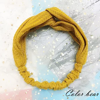 【卡樂熊】韓版氣質交叉針織造型髮帶(六色)-芥黃色