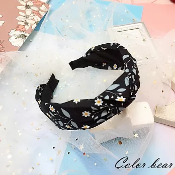 【卡樂熊】韓版扭結小碎花寬邊造型髮箍(三色)-經典藍