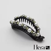 【Hera 赫拉】韓版橢圓鏤空水鑽珍珠香蕉夾-2色銀白珠款