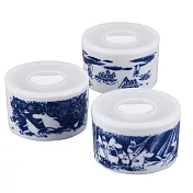 【日本YAMAKA】moomin嚕嚕米藍染原畫陶瓷微波碗迷你三入組