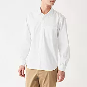 [MUJI無印良品]男超長棉水洗平織布襯衫-L白色L
