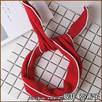 『坂井．亞希子』日系交叉布藝寬邊雪紡髮帶領巾二用 -紅色