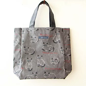 現貨O-ni O-ni日本防水PU貓印花手提包貓包印花(36222)灰色