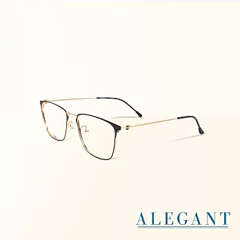 【ALEGANT】法式優雅復古輕量鈦金屬質感方框UV400濾藍光眼鏡