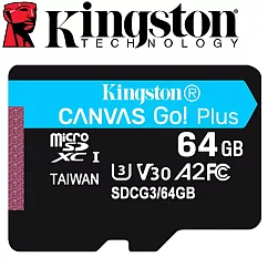 金士頓 Kingston 64GB 170MB/s U3 microSDXC UHS─I V30 A2 記憶卡 SDCG3/64GB