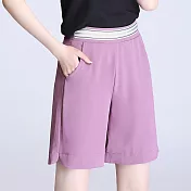 【MsMore】韓國小心機鬆緊腰平腹冰箱五分休閒短褲#106851L紫