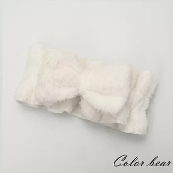 【卡樂熊】韓版毛絨蝶結造型洗臉髮帶(三色)-白色