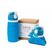 【仁舟淨塑】捲捲矽水瓶 | 湛海藍 550ml(水壺/隨行杯/環保水瓶)