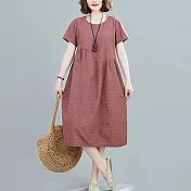 【A.Cheter】希臘風尚自然好心情棉麻寬鬆洋裝#106892 XL 紅