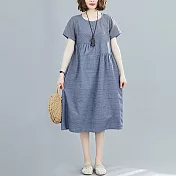 【A.Cheter】希臘風尚自然好心情棉麻寬鬆洋裝#106892 L 藍