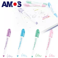 韓國AMOS 4色OPP袋裝果凍螢光筆─粉色款[台灣總代理公司貨]