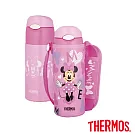【THERMOS 膳魔師】兒童吸管瓶 不鏽鋼真空保冷瓶0.4L米妮-粉紅色(FHL-401FDS-PHT)