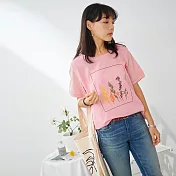 【慢。生活】花藝刺繡棉麻拼接上衣 9918 FREE粉紅