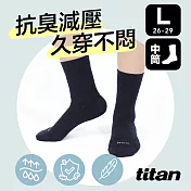 【titan】太肯 輕薄抗菌除臭中筒襪 (26-29cm)L藏青