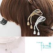 【Hera 赫拉】甜美流蘇繩結金屬髮插/髮簪-2色銀色