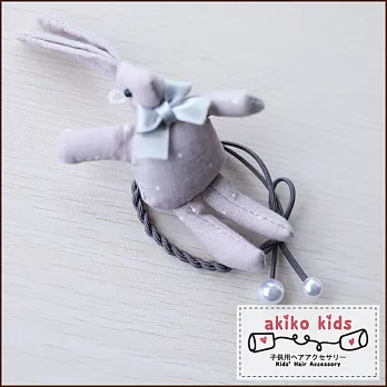 【akiko kids】棉麻卡通動物造型兒童髮圈-灰色兔子