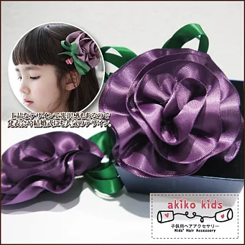 【akiko kids】 經典時尚雙面珠光緞面花朵兒童造型髮夾