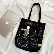 【素包包】孤獨星球小王子童話塗鴉側背袋(2色任選)_黑色