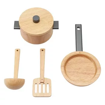 [MUJI無印良品]木製扮家家酒玩具/木製平底鍋．湯鍋套組/適用年齡3歲以上