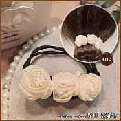 『坂井．亞希子』含苞待放雪紡碎花造型盤髮器 -米白色