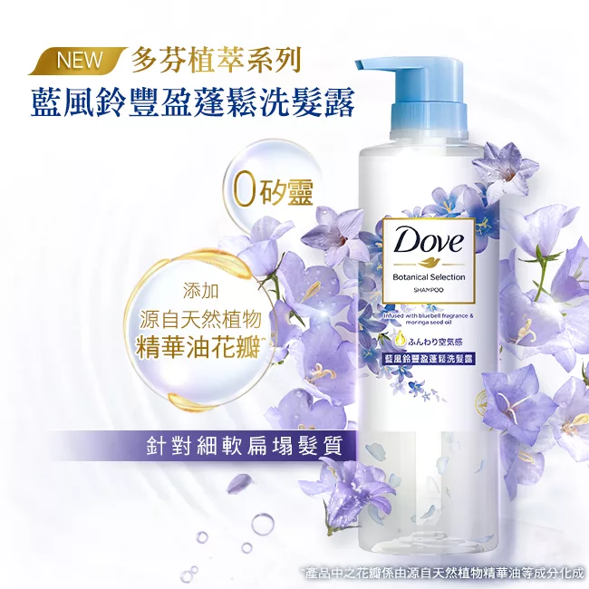 博客來 多芬植萃藍風鈴豐盈蓬鬆洗髮露470ml