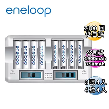 日本Panasonic國際牌ENELOOP低自放充電電池組(8入液晶充電器+3號4入+4號4入)