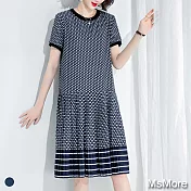 【MsMore】米蘭魅力設計師超顯瘦氣質洋裝#107584XL深藍