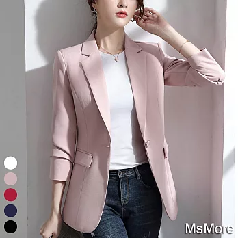 【MsMore】韓國知性魔力修身百搭西裝外套#107602 M 粉紅