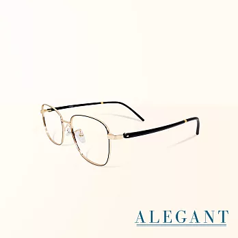 【ALEGANT】日系古著簡約琉璃金細方框UV400濾藍光眼鏡