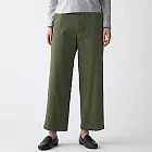 [MUJI無印良品]女有機棉混縱橫彈性綾織舒適寬擺褲XS卡其綠
