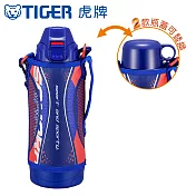 TIGER虎牌 背帶2way_彈蓋運動水壺不鏽鋼保溫瓶 800ml (MBO-H080)藍