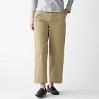 [MUJI無印良品]女有機棉混縱橫彈性綾織舒適寬擺褲S米色