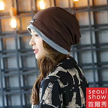 seoul show首爾秀 男女雙層棉質多功能圍脖帽 咖啡