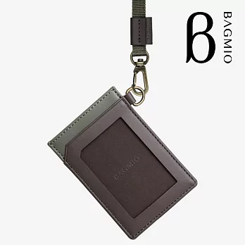 BAGMIO fusion 牛皮直式3卡證件套-棕綠