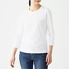 [MUJI無印良品]女印度棉天竺七分袖T恤S白色