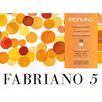 【Fabriano】Fabrano 5水彩紙,中目,300G,31X41,20張,50%棉
