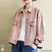 【MsMore】日本馬卡龍色牛仔棉外套#107815L粉紅