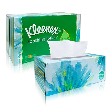 美國Kleenex頂級三層柔滑盒裝面紙130抽(添加椰油蘆薈)-隨機出色